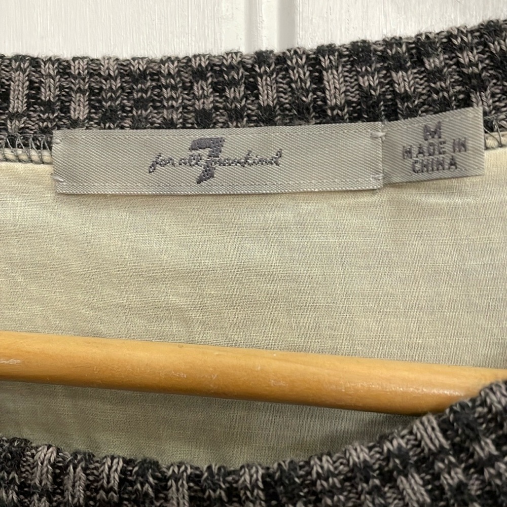 🌺7 FOR ALL MANKIND gray heathered ribbed waffle knit long sleeve shirt. M - Picture 7 of 7